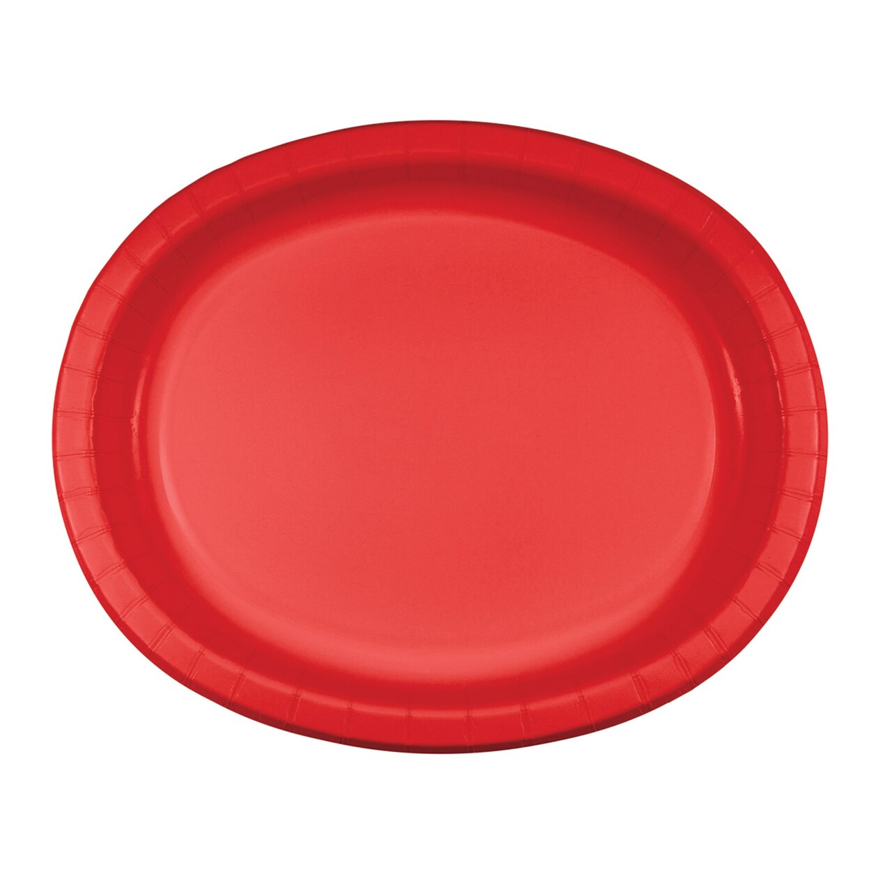Party Central Oval Disposable Paper Party Banquet Dinner Plates - 12" - Red- Club Pack of 96